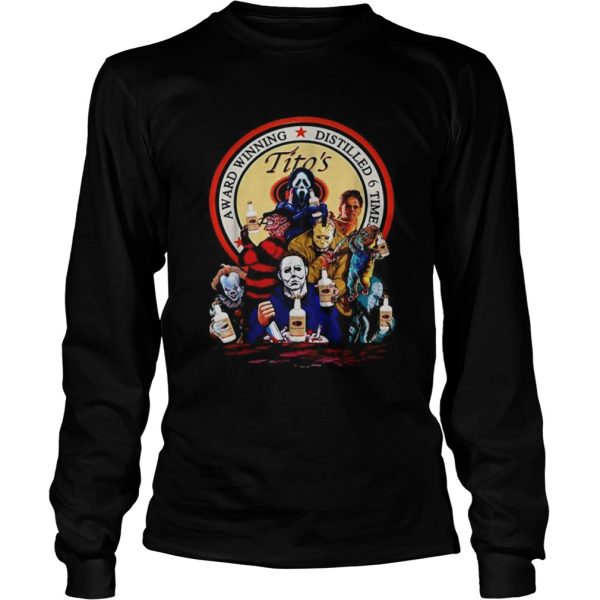 Halloween Horror Characters drinking Titos Vodka shirt