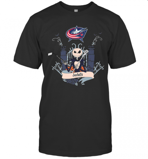 Halloween Jack Skellington Columbus Blue Jackets T-Shirt Halloween Jack Skellington Columbus Blue Jackets T-Shirt