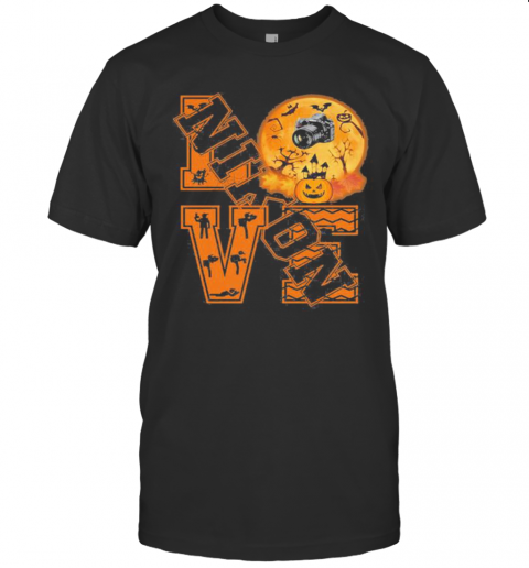 Halloween Love Nikon Camera Moon T-Shirt Halloween Love Nikon Camera Moon T-Shirt