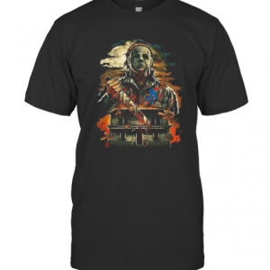 Halloween Michael Myers Holding Knife Fire T-Shirt