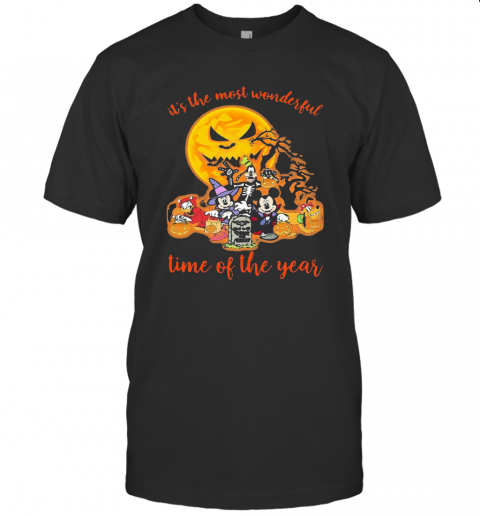 Halloween Mickey Mouse Cartoon Characters It'S The Most Wonderful Time Of The Year Moon T-Shirt Halloween Mickey Mouse Cartoon Characters It'S The Most Wonderful Time Of The Year Moon T-Shirt