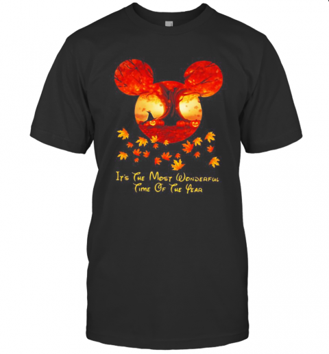 Halloween Mickey Mouse It'S The Most Wonderful Time Of The Year Leaves Map T-Shirt Halloween Mickey Mouse It'S The Most Wonderful Time Of The Year Leaves Map T-Shirt