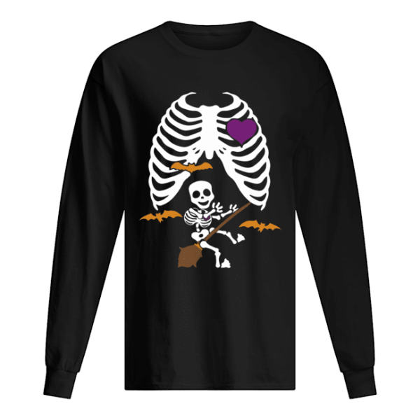 Halloween Pregnant Witch Skeleton Maternity Halloween Shirt