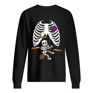 Halloween Pregnant Witch Skeleton Maternity Halloween Shirt