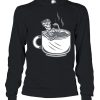 Halloween Skeleton Coffee Cup Vintage Retro Biker T-shirt