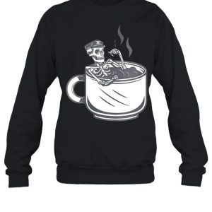 Halloween Skeleton Coffee Cup Vintage Retro Biker T shirt 2