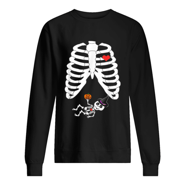 Halloween Skeleton Pregnancy Heart Baby Girl X-Ray shirt