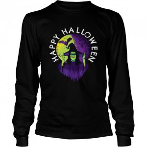 Halloween Spooky Witch and Vampire Bat in Full Moon shirt