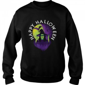 Halloween Spooky Witch and Vampire Bat in Full Moon shirt