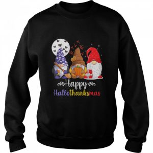 Halloween Thanksgiving Christmas Happy HalloThanksMas Gnomes T Shirt B0BKJRK5R2 4