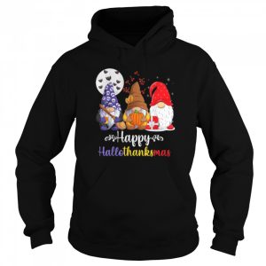 Halloween Thanksgiving Christmas Happy HalloThanksMas Gnomes T Shirt B0BKJRK5R2 5