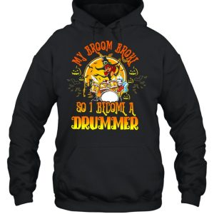 Halloween Witch Girl My Broom Broke So I Become A Drummer T shirt 3