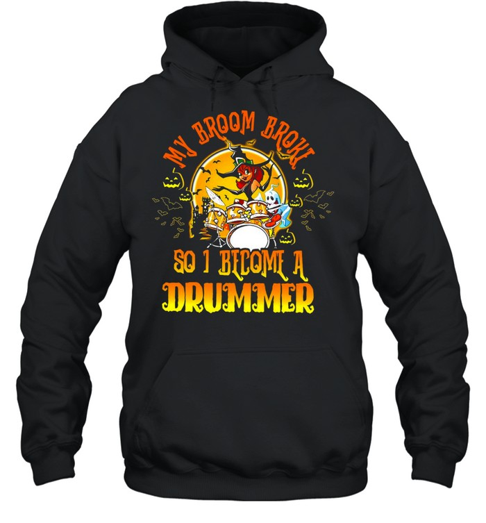 Halloween Witch Girl My Broom Broke So I Become A Drummer T-shirt Halloween Witch Girl My Broom Broke So I Become A Drummer T-shirt