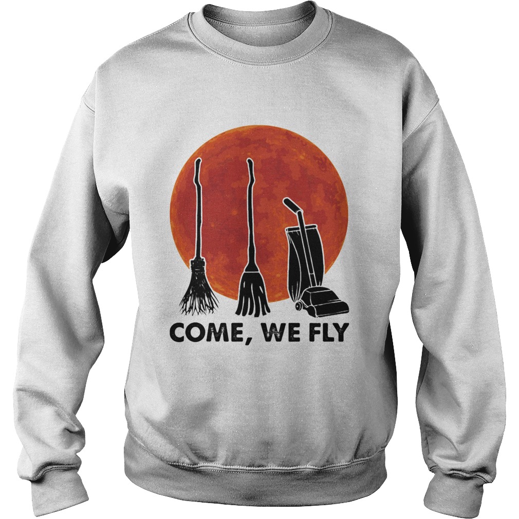 Halloween come we fly broomstick vacuum cleaner sunset shirt Halloween come we fly broomstick vacuum cleaner sunset shirt