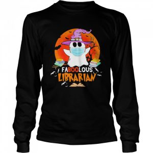 Halloween ghost mask faboolous librarian moon shirt