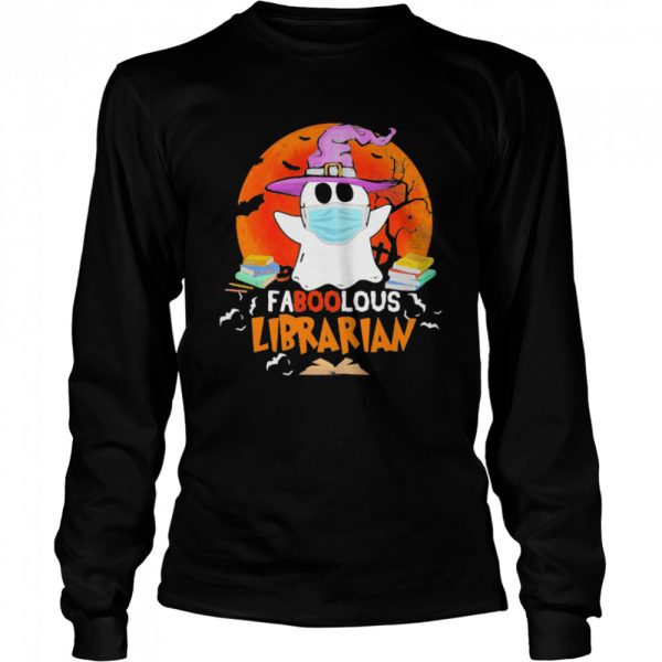 Halloween ghost mask faboolous librarian moon shirt