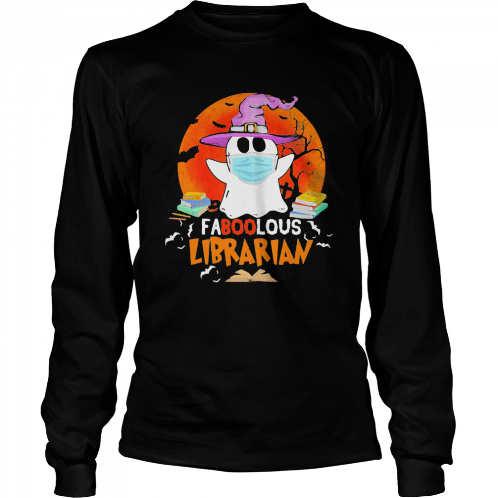 Halloween ghost mask faboolous librarian moon shirt Halloween ghost mask faboolous librarian moon shirt