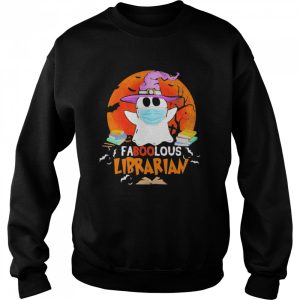 Halloween ghost mask faboolous librarian moon shirt