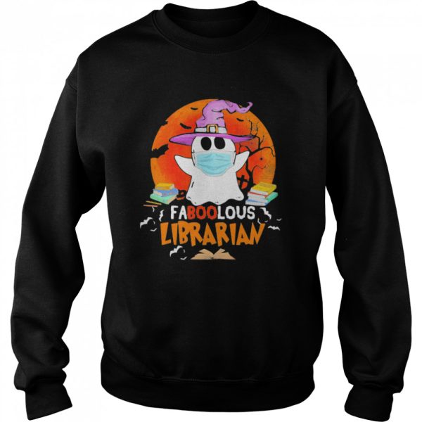 Halloween ghost mask faboolous librarian moon shirt