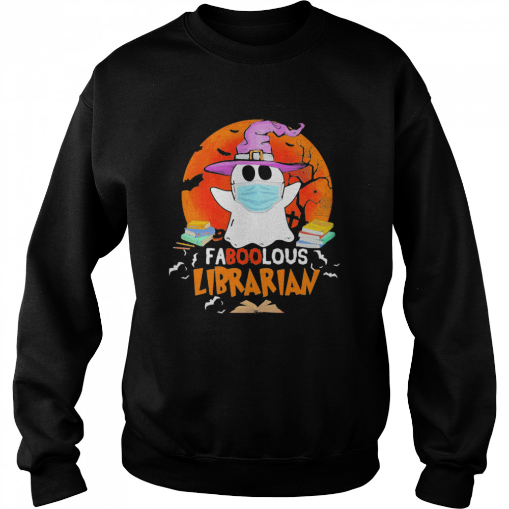 Halloween ghost mask faboolous librarian moon shirt Halloween ghost mask faboolous librarian moon shirt