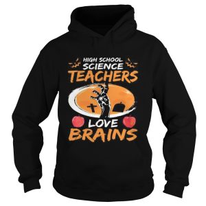 Halloween high school science teachers love brains apple shirt