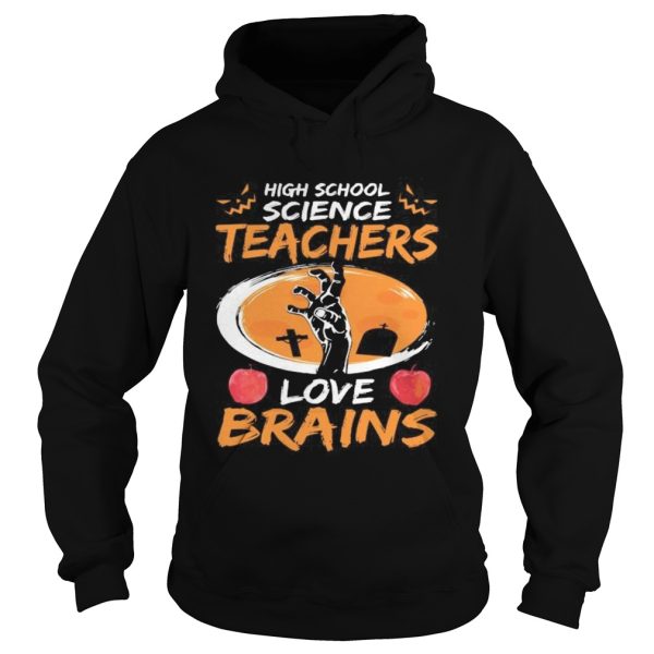 Halloween high school science teachers love brains apple shirt