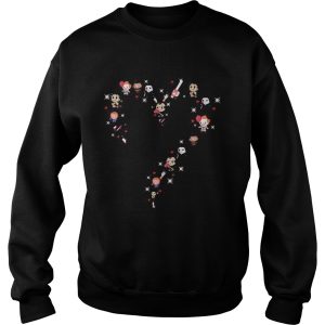 Halloween horror characters chibi heart shirt