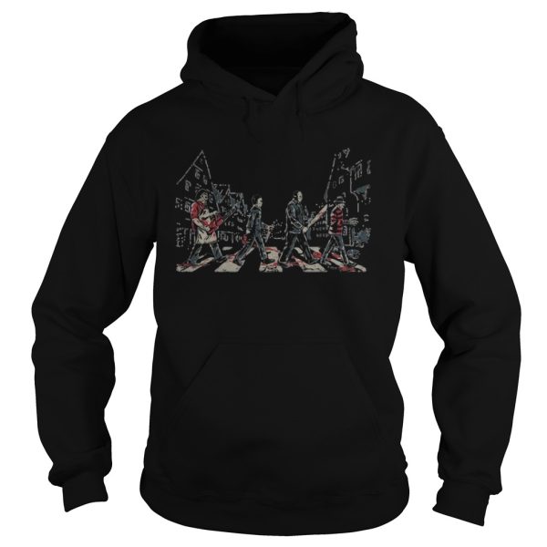 Halloween horror characters guitar abbey road shirt