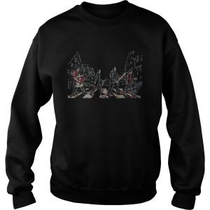 Halloween horror characters guitar abbey road shirt