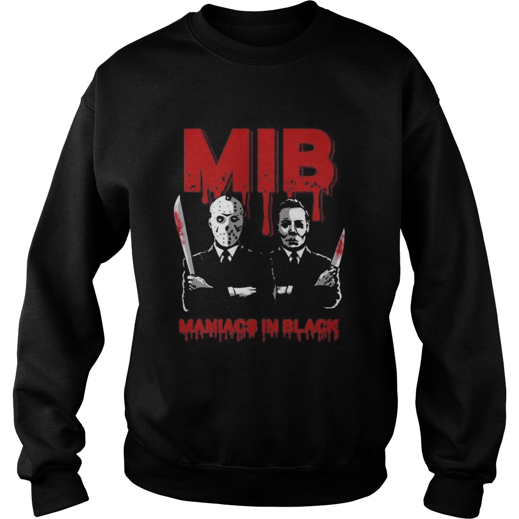 Halloween jason voorhees and freddy krueger mib maniacs in black shirt Halloween jason voorhees and freddy krueger mib maniacs in black shirt