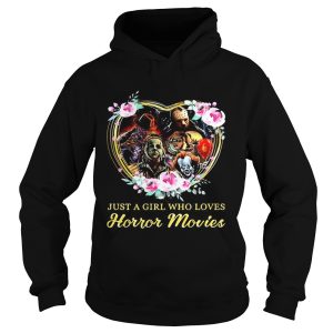 Halloween just a girl who loves horror movies flowers heart shirt