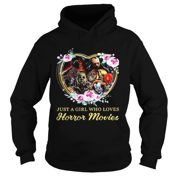 Halloween just a girl who loves horror movies flowers heart shirt