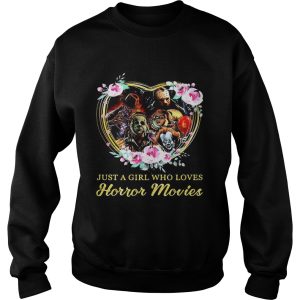 Halloween just a girl who loves horror movies flowers heart shirt