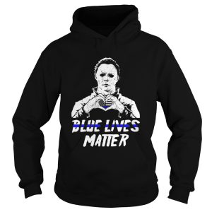 Halloween michael myers blue lives matter heart american flag independence day shirt