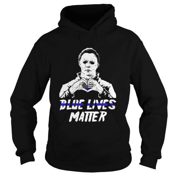 Halloween michael myers blue lives matter heart american flag independence day shirt