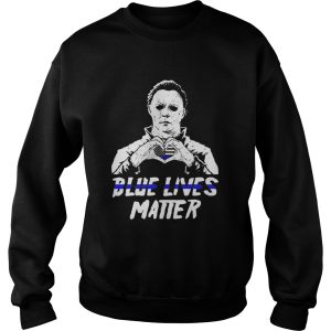 Halloween michael myers blue lives matter heart american flag independence day shirt