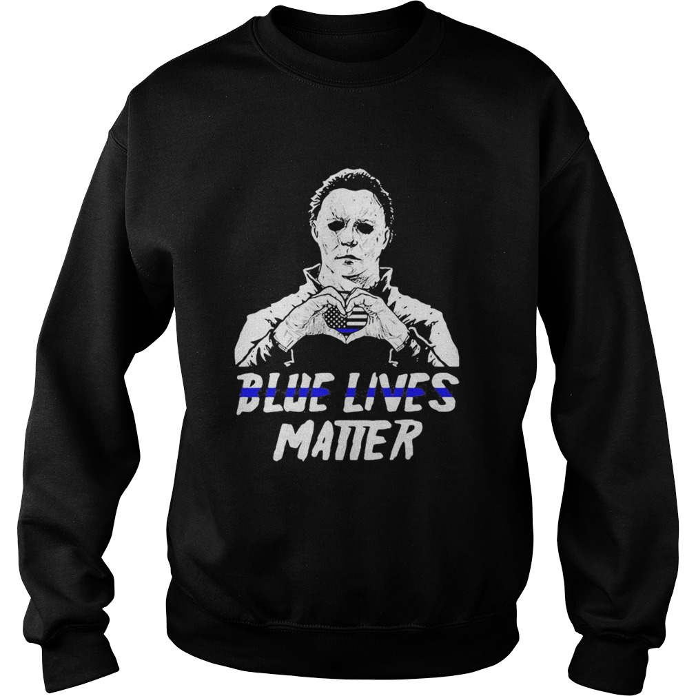 Halloween michael myers blue lives matter heart american flag independence day shirt Halloween michael myers blue lives matter heart american flag independence day shirt