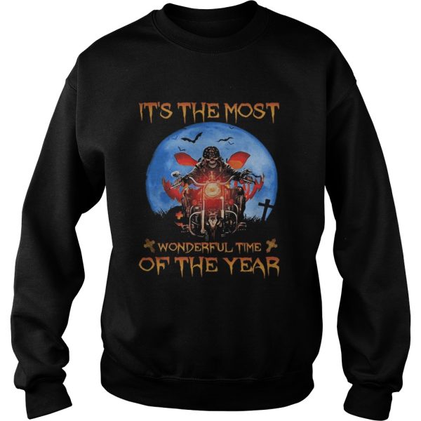 Halloween skeleton riding motorcycle its the most wonderful time of the year shirt