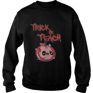 Halloween skull apple trick or teach shirt