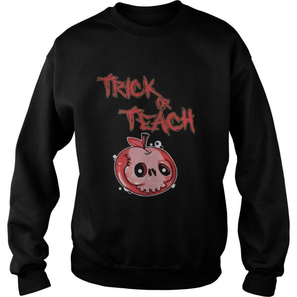 Halloween skull apple trick or teach shirt