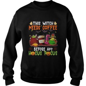 Halloween this witch needs coffee before any hocus pocus ghost and pumpkin shirt