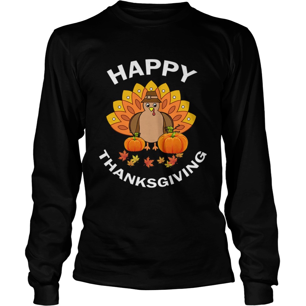 Happpy Thanksgiving Cute Turkey And Pumpkins TShirt Happpy Thanksgiving Cute Turkey And Pumpkins TShirt