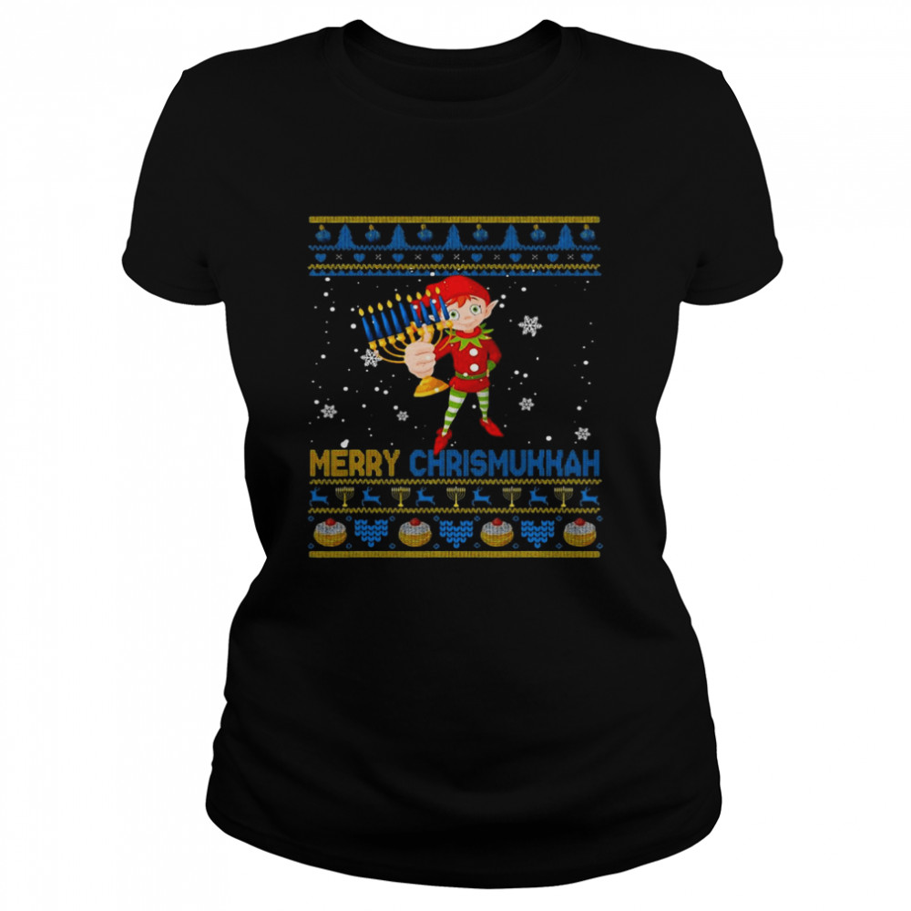 Happy Chrismukkah Christmas Hanukkah Elf Menorah Sweater Shirt Happy Chrismukkah Christmas Hanukkah Elf Menorah Sweater Shirt