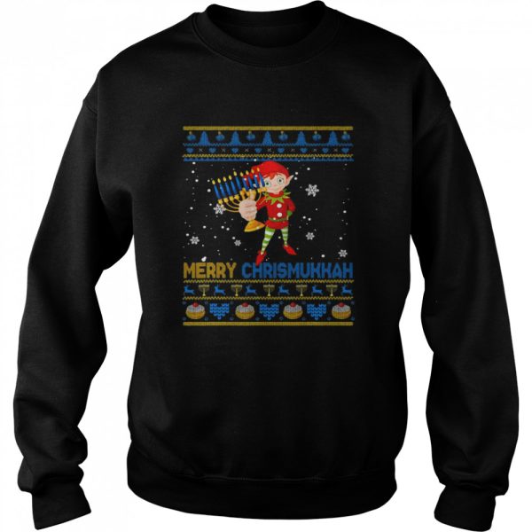 Happy Chrismukkah Christmas Hanukkah Elf Menorah Sweater Shirt