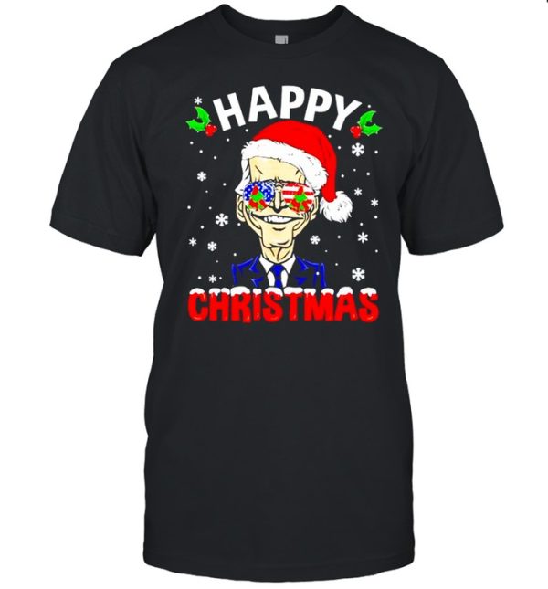 Happy Christmas Funny Joe Biden Santa Hat Xmas Snowflake shirt