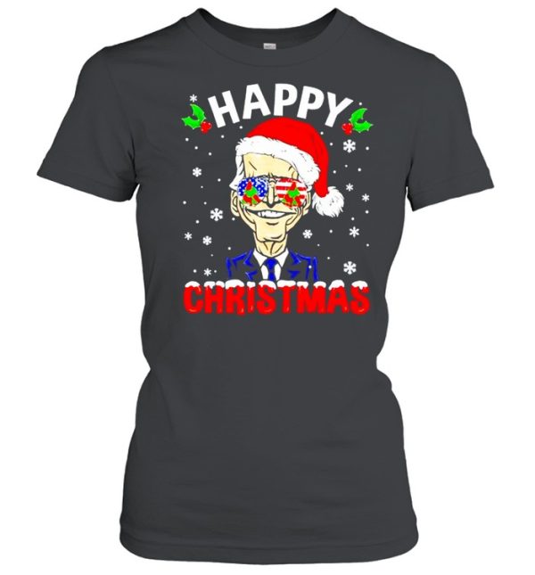 Happy Christmas Funny Joe Biden Santa Hat Xmas Snowflake shirt