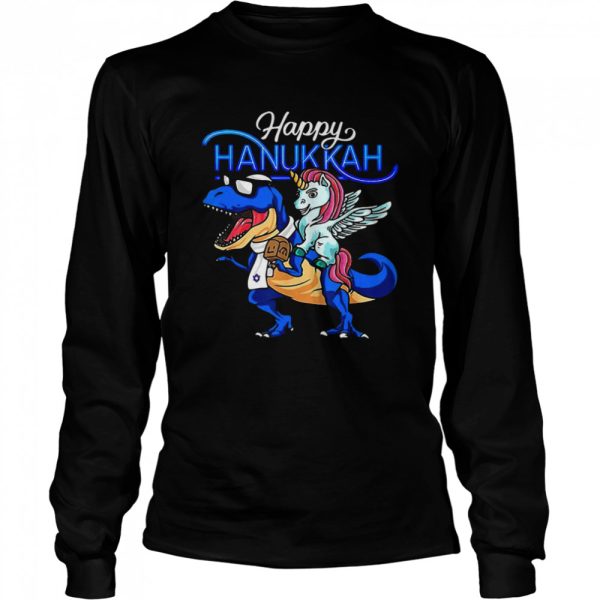 Happy Hanukkah Unicorn Riding Dinosaur Shirt