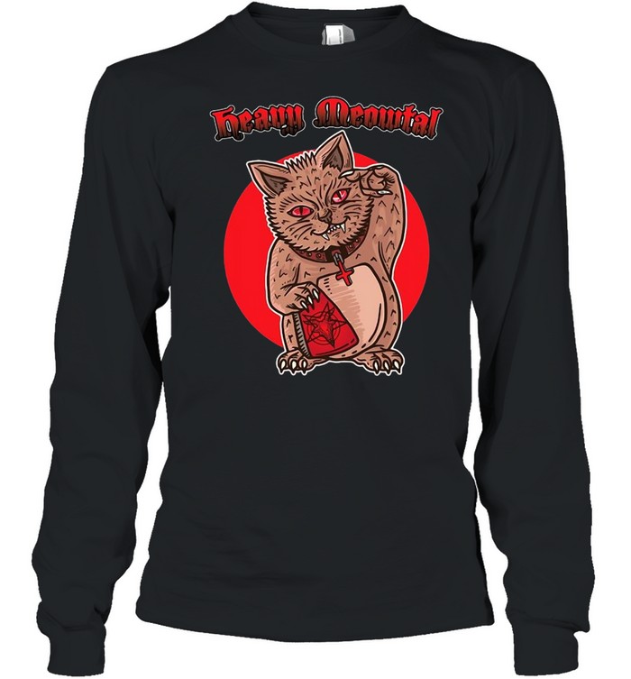 Heavy Meowtal Metal Lucky Cat Hail Satan Kitten Rock Music T-shirt Heavy Meowtal Metal Lucky Cat Hail Satan Kitten Rock Music T-shirt