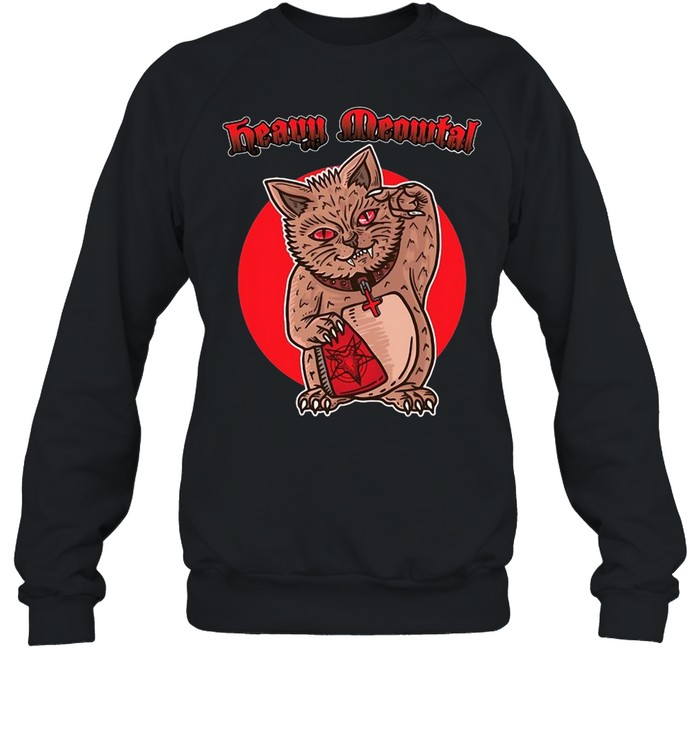 Heavy Meowtal Metal Lucky Cat Hail Satan Kitten Rock Music T-shirt Heavy Meowtal Metal Lucky Cat Hail Satan Kitten Rock Music T-shirt