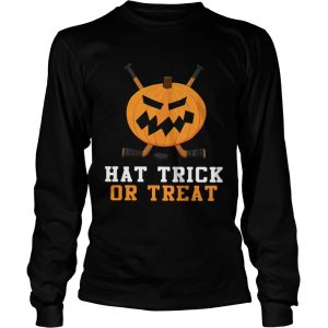 Hockey Pumpkin Hat Trick Or Treat Halloween Shirt